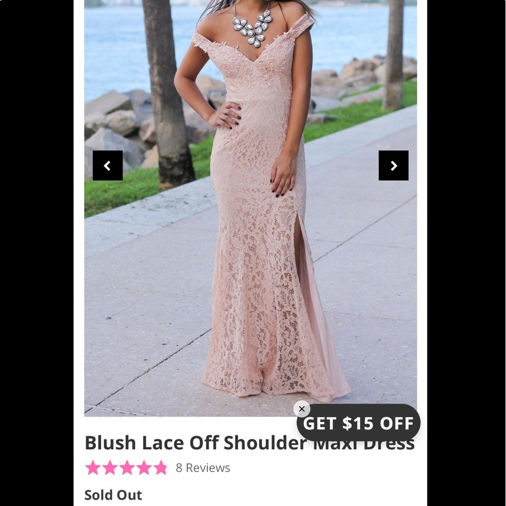 Lace blush pink prom dress gown